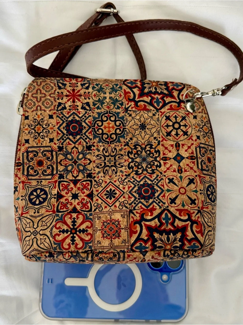 NWOT European Natural Cork Mosaic Tile Crossbody Bag, purchased in Budapest.